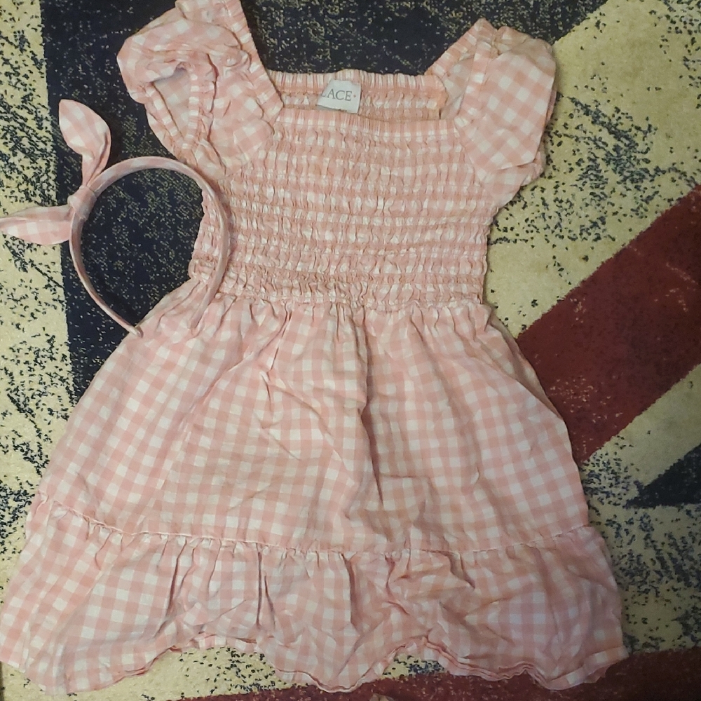 The Children's Place Pink Checkered Dress with Headband